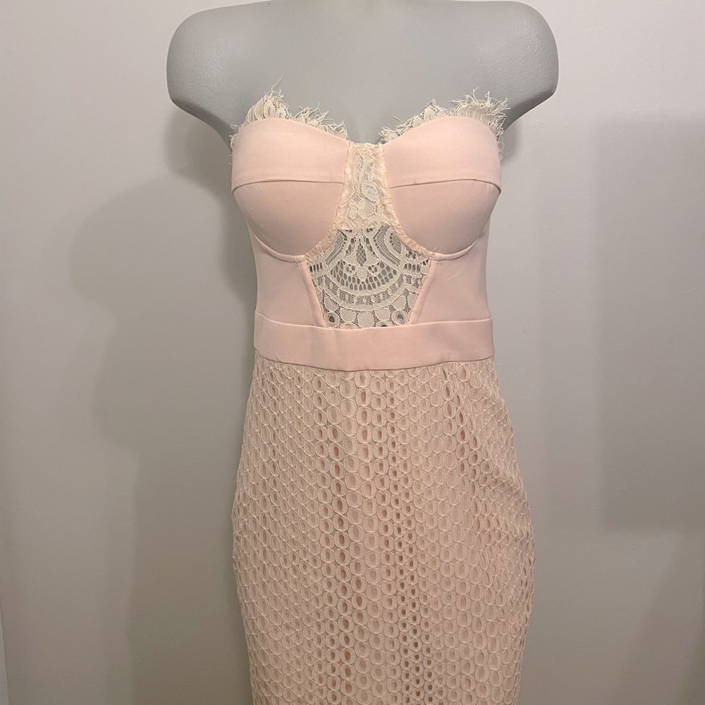 Long Pale pink strapless corset dress